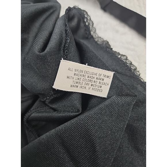 Vintage Shadow Line Women’s Black Slip Sz 36/M Bust 31" Silky Long USA - Picture 4 of 5